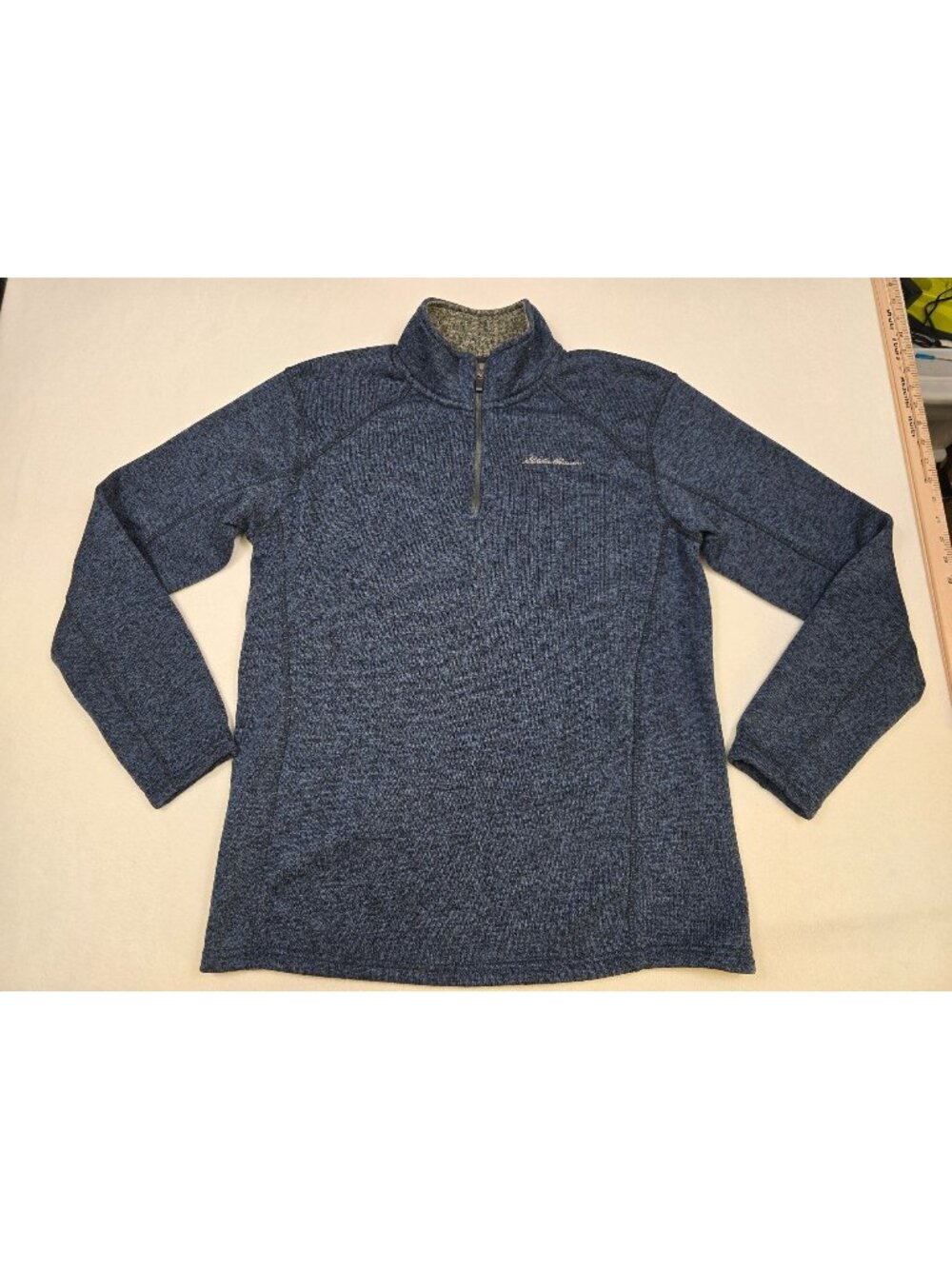 Eddie Bauer Mens Large Half Zip Heather Blue Fleece Pullover